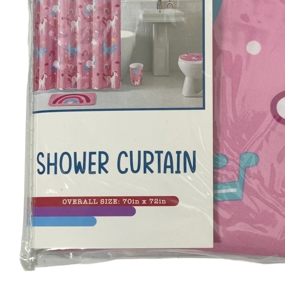 Matt & Maddie Unicorn Rainbow Fabric Shower Curtain 70 X 72 In Multicolor Pink